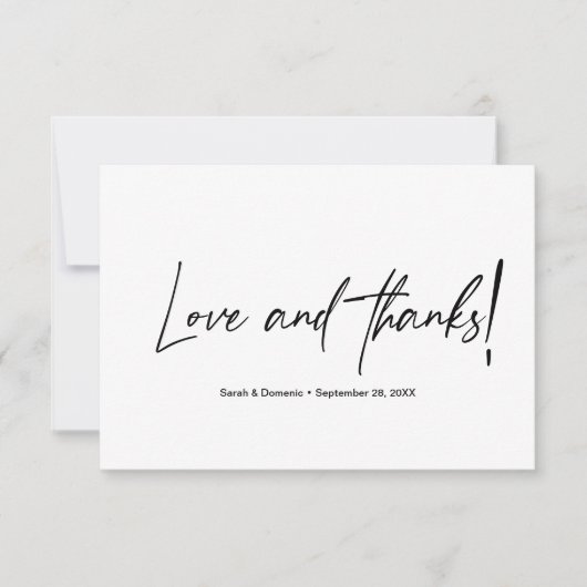 Carte De Remerciements Love and Thanks Handlettering Custom Photo Mariage (Devant)