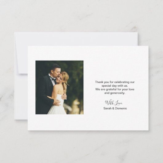 Carte De Remerciements Love and Thanks Handlettering Custom Photo Mariage (Dos)