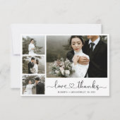Carte De Remerciements Love and Thanks Heart Mariage Photo Collage (Devant)