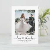 Carte De Remerciements Love and Thanks Heart Script 2 Mariage photo (Debout devant)