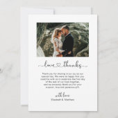 Carte De Remerciements Love and Thanks Heart Script 2 Mariage photo (Dos)
