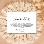 Carte De Remerciements Love and Thanks Heart Script Mariage Photo