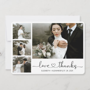 Carte De Remerciements Love and Thanks Heart Script Mariage Photo