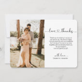 Carte De Remerciements Love and Thanks Heart Script Mariage Photo Collage (Dos)