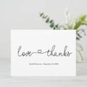 Carte De Remerciements Love and Thanks Heart Script Mariage photo personn (Debout devant)