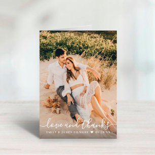 Carte De Remerciements Love and Thanks manuscrit Script Mariage Photo