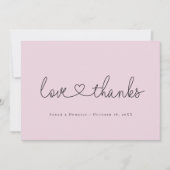 Carte De Remerciements Love and Thanks Minimalist script heart photo pink (Devant)
