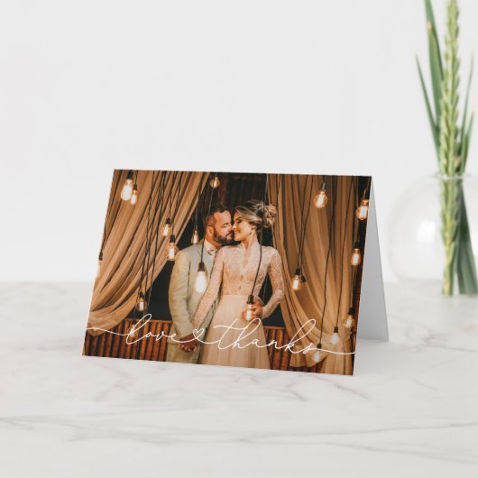 Carte De Remerciements Love and Thanks Modern Personalized Wedding Photo (Devant)