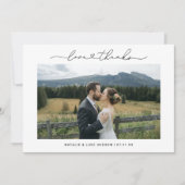 Carte De Remerciements Love and Thanks Modern Personalized Wedding Photo (Devant)