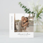 Carte De Remerciements Love and Thanks | Modern Typography Wedding Square (Debout devant)