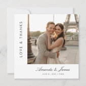 Carte De Remerciements Love and Thanks | Modern Typography Wedding Square (Devant)