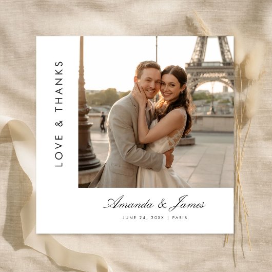 Carte De Remerciements Love and Thanks | Modern Typography Wedding Square