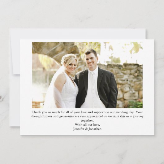 Carte De Remerciements Love and Thanks Photo Chic Cursive Script Mariage (Dos)