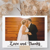 Carte De Remerciements Love and Thanks Photo Chic Cursive Script Mariage