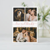 Carte De Remerciements Love and Thanks Rose Gold Script Mariage Photo (Debout devant)