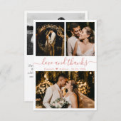Carte De Remerciements Love and Thanks Rose Gold Script Mariage Photo (Devant / Derrière)