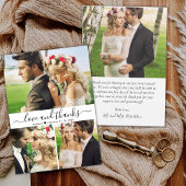 Carte De Remerciements Love and Thanks Script 3 Photo Collage Mariage