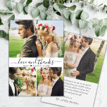 Carte De Remerciements Love and Thanks Script 3 Photo Collage Mariage<br><div class="desc">Moderne minimaliste Élégant "Amour et merci" Script 3 Photo Collage Mariage Carte de remerciements. Élégant modèle mariage avec 3 (trois) photos sur le devant et une (1) photo sur le dos. Avec le texte "Amour et merci" dans une main tourbillonnant lettrage police de script de typographie avec la queue noire...</div>