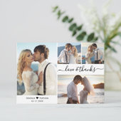 Carte De Remerciements Love and Thanks Script 4 Photo Collage Mariage (Debout devant)