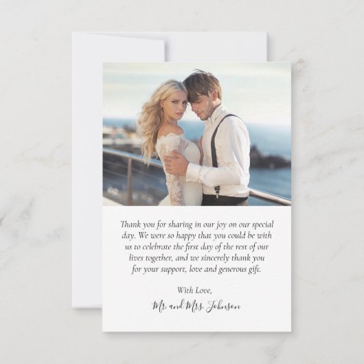 Carte De Remerciements Love and Thanks Script 4 Photo Collage Mariage (Dos)