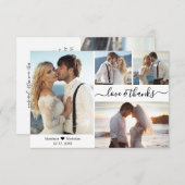 Carte De Remerciements Love and Thanks Script 4 Photo Collage Mariage (Devant / Derrière)