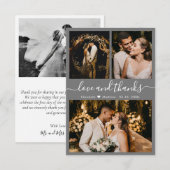 Carte De Remerciements Love and Thanks Script Dark Grey Mariage Photo (Devant / Derrière)