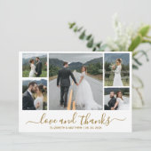 Carte De Remerciements Love and Thanks Script Grid Photo Collage (Debout devant)