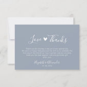 Carte De Remerciements Love and Thanks Script Heart Mariage Photo (Devant)