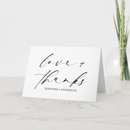 Carte De Remerciements Love and Thanks Script Mariage QR Code Photo (Devant)