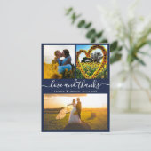 Carte De Remerciements Love and Thanks Script Navy Mariage Photo (Debout devant)