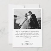 Carte De Remerciements Love and Thanks Script Navy Mariage Photo (Dos)