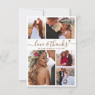 Carte De Remerciements Love and Thanks Script Photo Collage Coeur Mariage