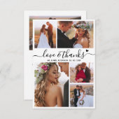 Carte De Remerciements Love and Thanks Script Photo Collage Coeur Mariage (Devant / Derrière)