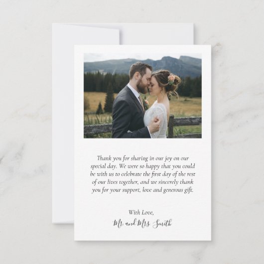 Carte De Remerciements Love and Thanks Script Sage Green Collage Mariage (Dos)
