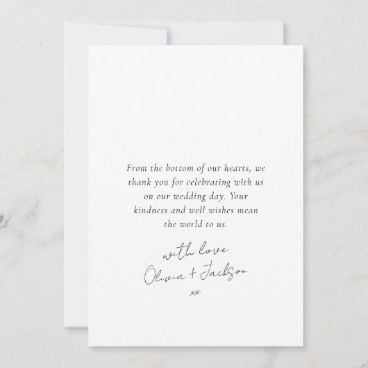 Carte De Remerciements Love and Thanks Script Triptych Photo Mariage (Dos)