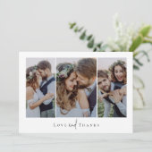 Carte De Remerciements Love and Thanks Script Triptych Photo Mariage (Debout devant)