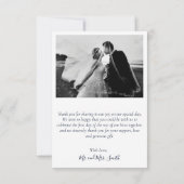 Carte De Remerciements Love and Thanks Script White Navy Mariage Photo (Dos)