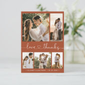 Carte De Remerciements Love and Thanks Terracotta Script Mariage photo (Debout devant)