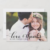 Carte De Remerciements Love and Thanks Whimsical Script Photo Mariage (Devant)