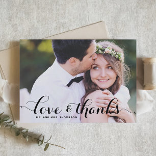 Carte De Remerciements Love and Thanks Whimsical Script Photo Mariage