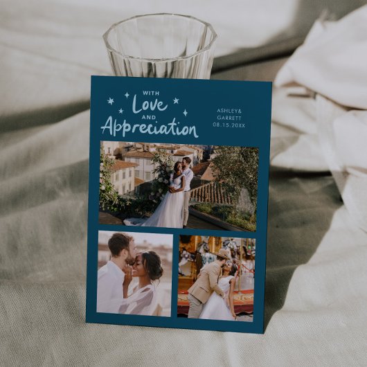 Carte De Remerciements Love Appreciation Wedding Multi Photo Teal