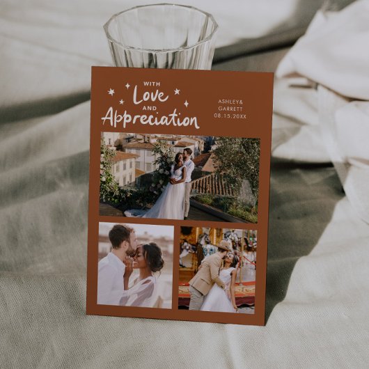 Carte De Remerciements Love Appreciation Wedding Multi Photo Terracotta