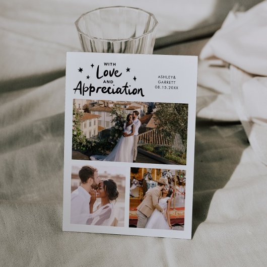 Carte De Remerciements Love Appreciation Wedding Multi Photo White
