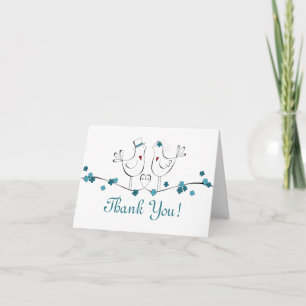 Carte De Remerciements Love Birds in Teal -Thank You Cards