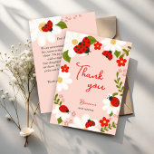 Carte De Remerciements Love bug daisers mignon baby shower ladybug