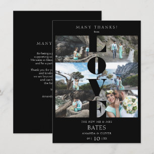 Carte De Remerciements Love Citation Black Trendy Collage Mariage 6 Photo