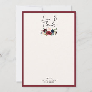 Carte De Remerciements Love et Remerciements Fête de Mariage Florale