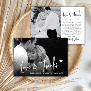 Carte De Remerciements Love et Remerciements Noir Blanc 2 Photo Script Ma