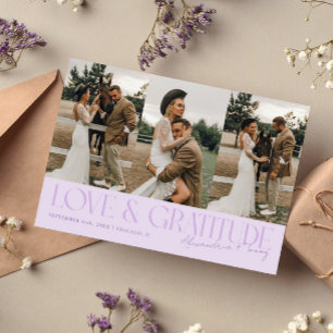 Carte De Remerciements Love & Gratitude Lilas Mariage Multi Photo