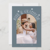 Carte De Remerciements Love & Gratitude Minimal Wedding Photo Slate Blue (Devant)